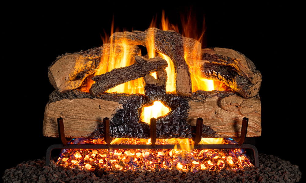 Peterson G52 Series 24" Charred Evergreen Split Oak Vented Gas Log Set