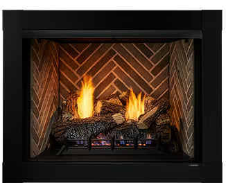 Monesson 36" Attribute Universal Circulating Vent Free Firebox with Radiant Face and Multitonal Brown Reversible Interior Fiber Panels