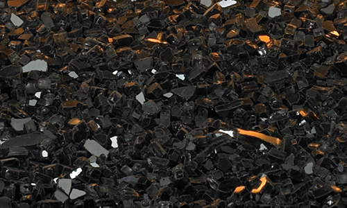 NexFire Crushed Glass, Black Polished, approx. 1 sq. ft.