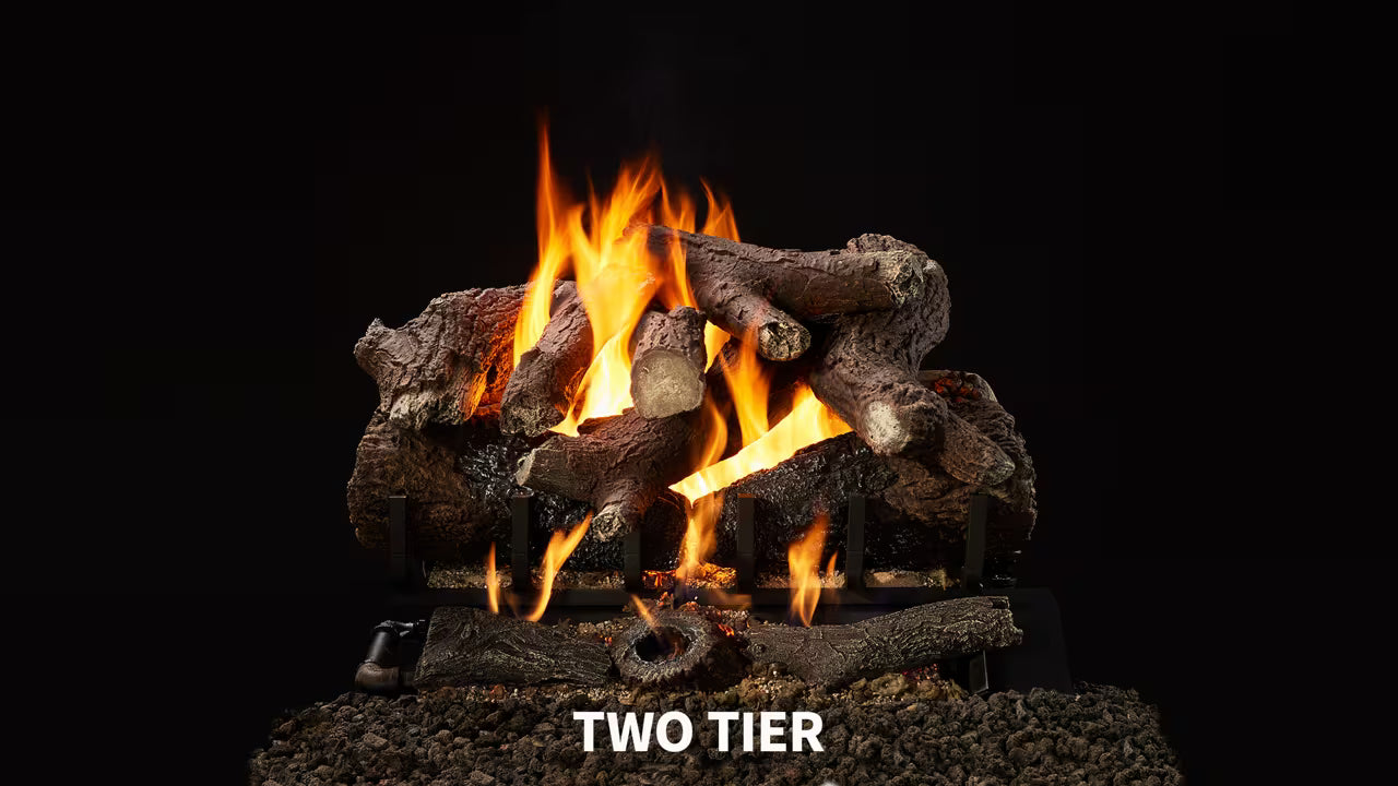HHT 30" 2-Tier Heritage Oak cement log set