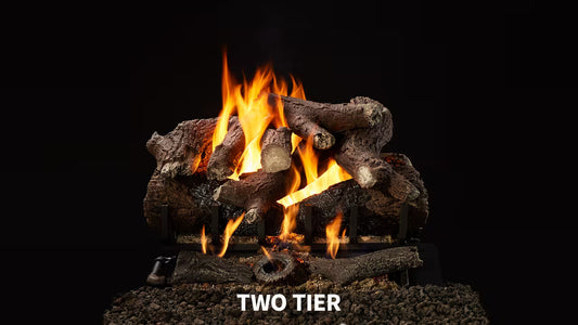 HHT 18" Heritage Oak Cement Vented Gas Log Set with 2-Tier Burner