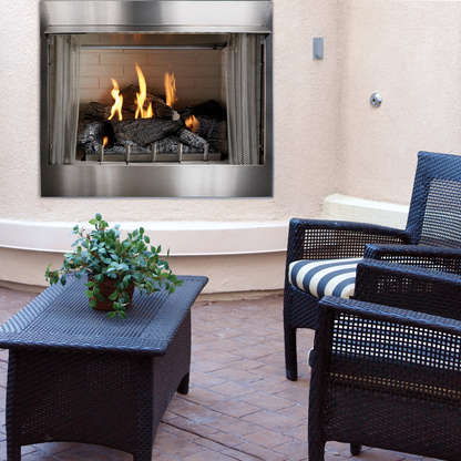 Empire Outdoor 36" Stainless Steel Vent Free Firebox with Flush Front, Refractory Liner